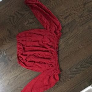 Red off the shoulder long sleeve